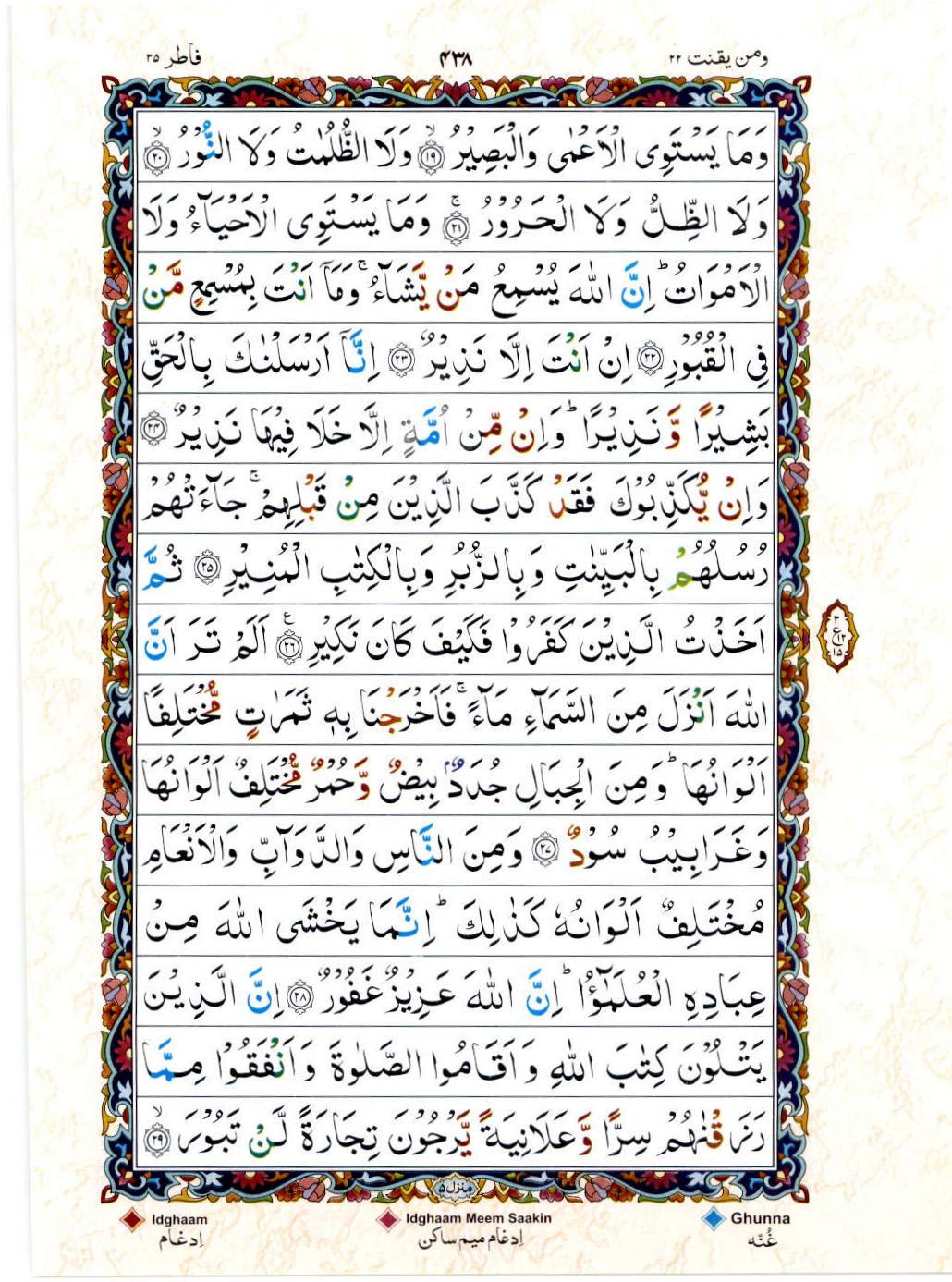 15 Lines Color Coded Tajwedi Quran, Part / Chapter / Siparah 22, Page#438