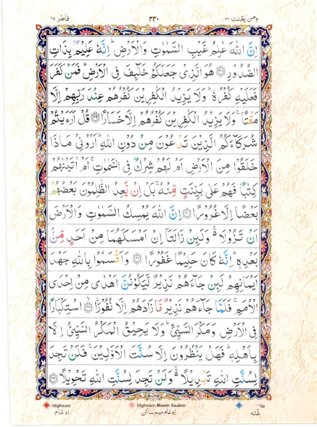 15 Lines Color Coded Tajwedi Quran, Part / Chapter / Siparah 22, Page#440