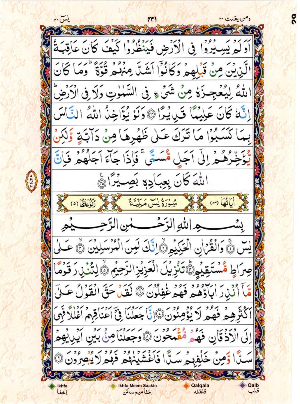 15 Lines Color Coded Tajwedi Quran, Part / Chapter / Siparah 22, Page#441