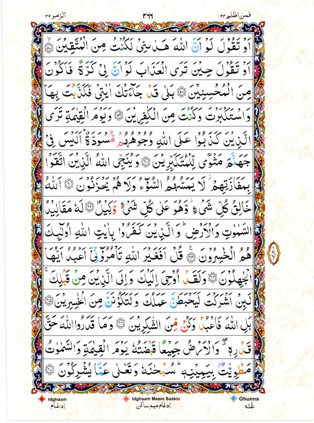 15 Lines Color Coded Tajwedi Quran, Part / Chapter / Siparah 24, Page#466