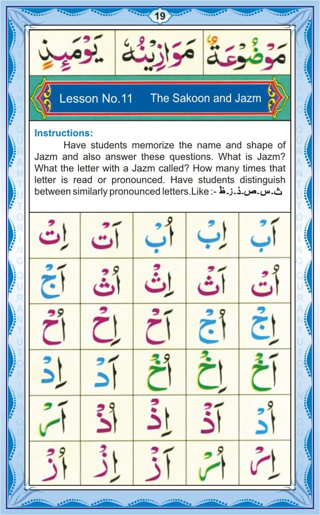 Noorani Qaidah In English Page Number 19, 
