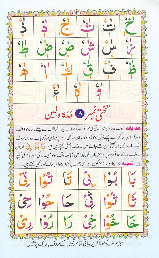 Noorani Qaidah Page Number 12, 