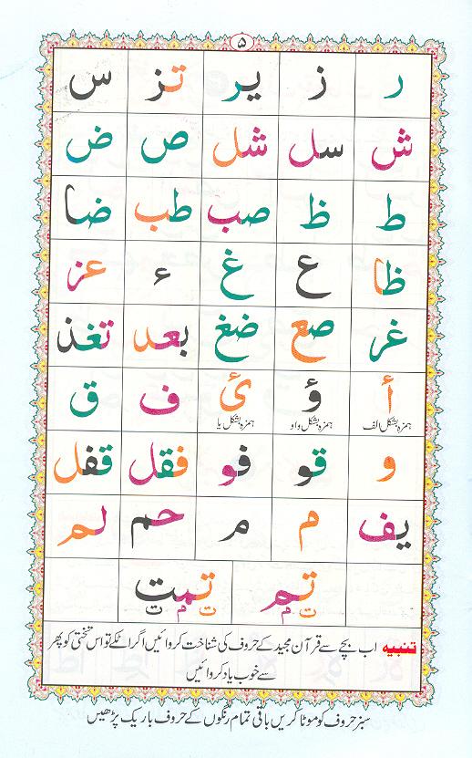 Noorani Qaidah Page Number 5, 